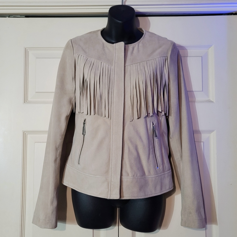 Neiman Marcus Leather Fringe Jacket